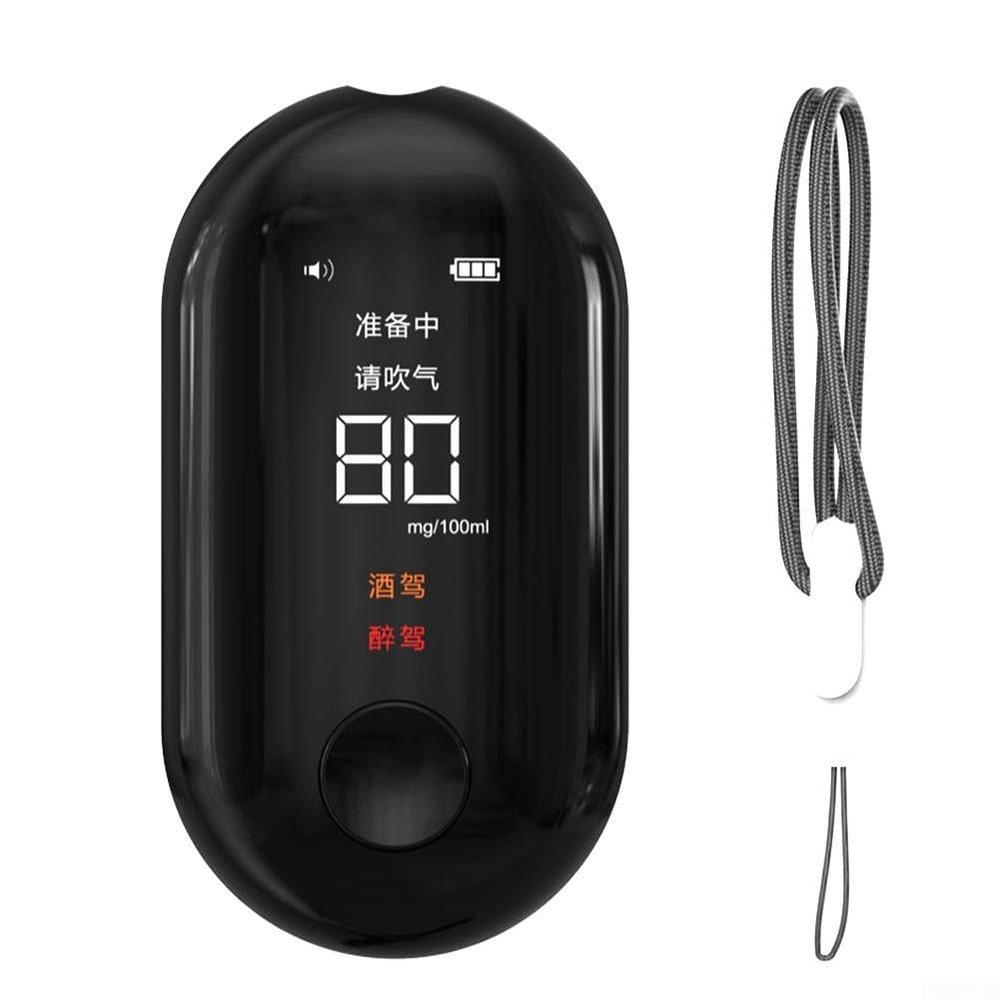 Compact Non Contact Breathalyzer, Digital Electronic Tester With HD LCD Screen And Intelligent Buzzer, 2-3cm Detection Range, USB-C Charging, Black