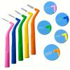 10pcs Interdental Brushes Angled L-Shaped Dental Cleaning Nylon Floss Picks for Plaque Removal(Pink) view 2