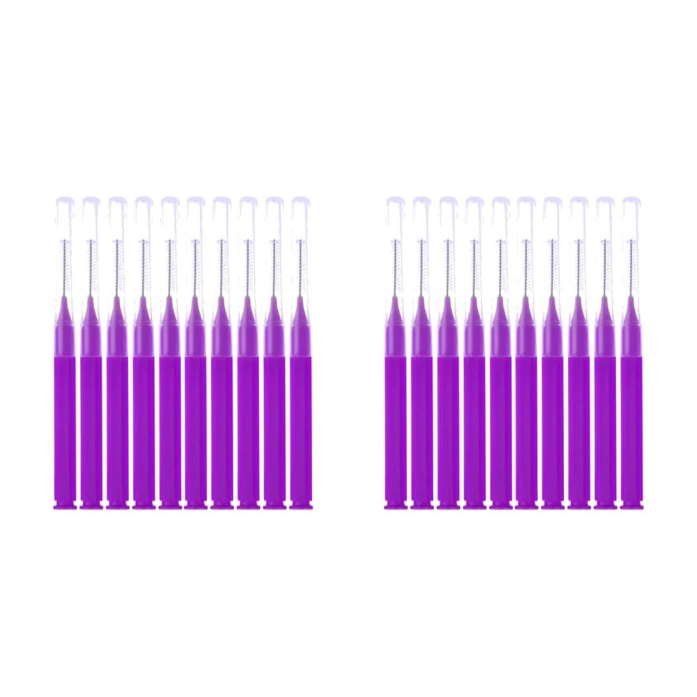 8-40PCS Interdental Brushes Dental Floss Toothpick Braces Brush Tooth Cleaning Tool for Plaque Removal(Purple 16PCS)