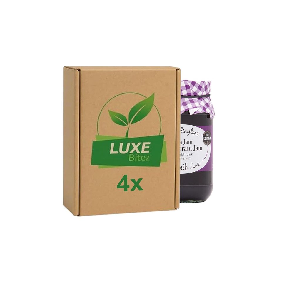 Fruit Preserve Jam Jar Blackcurrant Jam 340g Compatible with Mrs Darlington's By Luxe Bitez (Pack of 4)