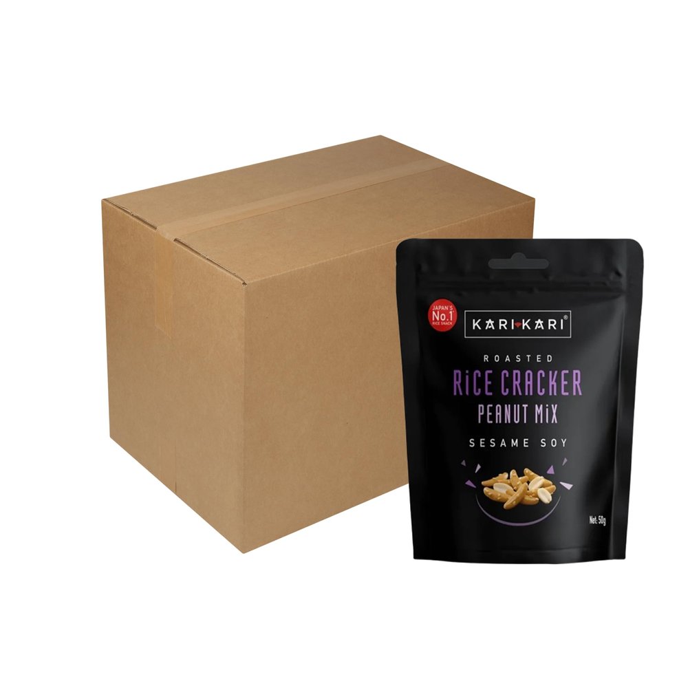 KARI KARI Rice Crackers & Peanuts Sesame Soy 50g (Pack of 12)