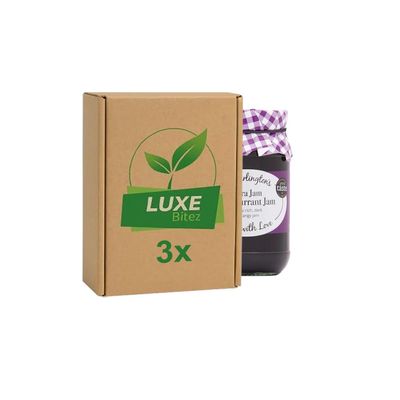 Fruit Preserve Jam Jar Blackcurrant Jam 340g Compatible with Mrs Darlington's By Luxe Bitez (Pack of 3)