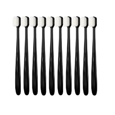 5/10Pcs Ultra-fine Soft Toothbrush Bristle Adult Tooth Brush Deep Cleaning Portable Travel Oral Care(10PCS-Black Flat)