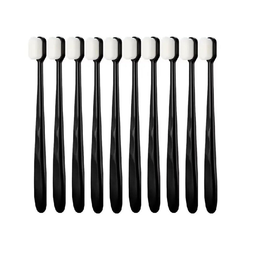 5/10Pcs Ultra-fine Soft Toothbrush Bristle Adult Tooth Brush Deep Cleaning Portable Travel Oral Care(10PCS-Black Flat)