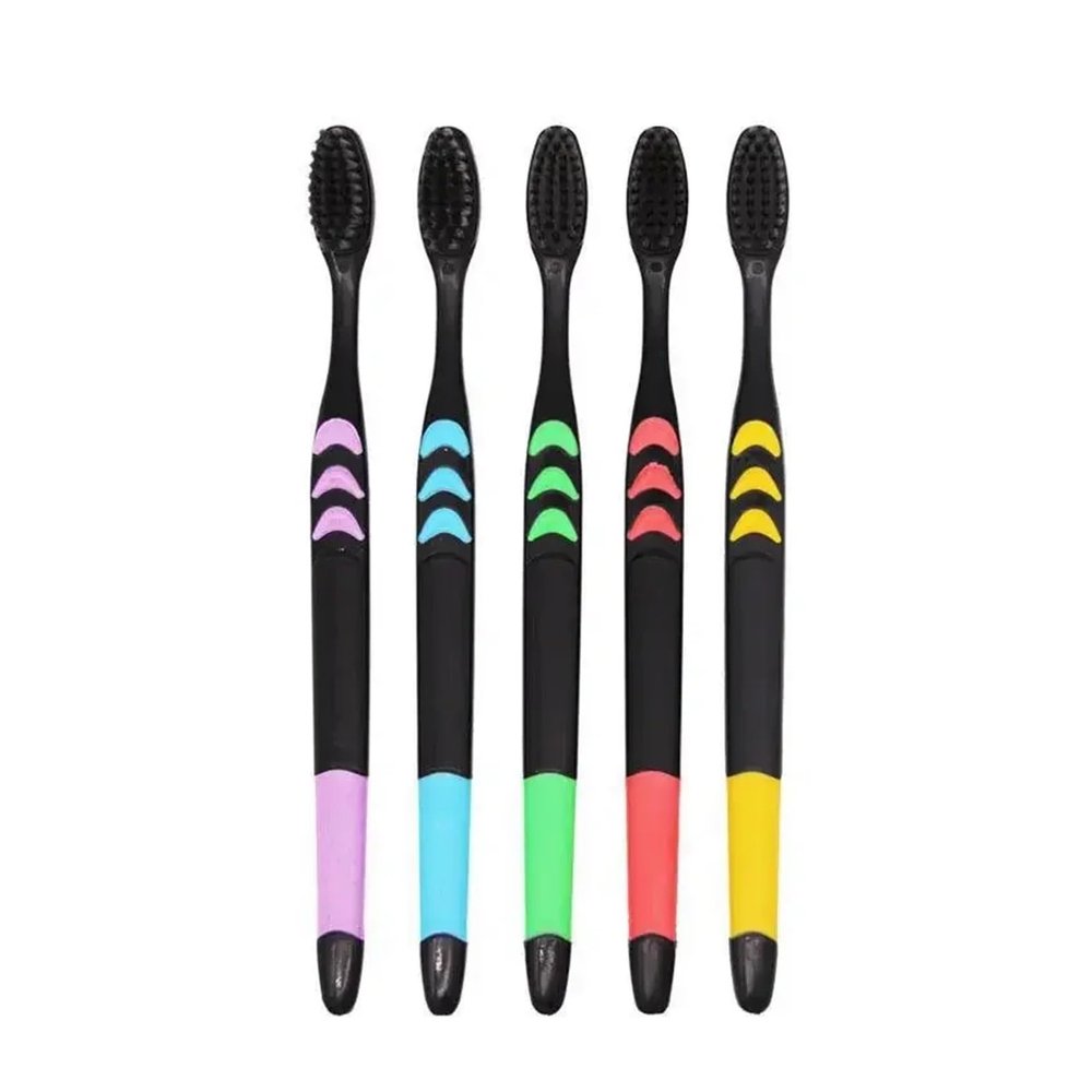 10 Pieces Packed Soft Bristle Black Hair Ultra-Fine Beauty Toothbrush Couple Suit Cleaning Tools
