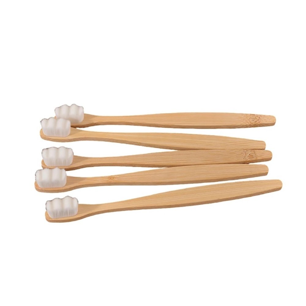 5Pcs Ultra Fine Soft Toothbrush Million Bristle Adults Vegan Teeth Deep Cleaning Oral Care Tooth Brush(White Waves)