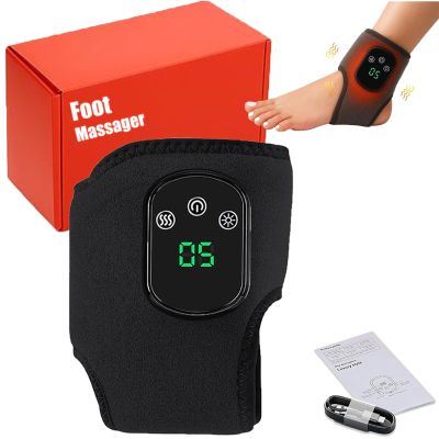 2026 New Footrenew Triple Method Massager, Heated Ankle Wrap with 3 Vibration Modes and 5 Heat Levels, Cordless Electric Feet Massager, Thermal Ankle Brace for Neuropathy & Pain Relief (Black,1PC)