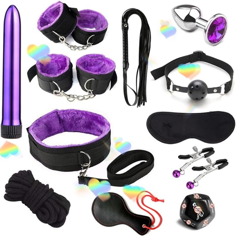 12 Pcs Nylon Kits,Fitness Set Adjustable, Blindfold Rope Couple Gifts-D-2 Purple
