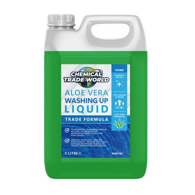 Chemical Trade World - Washing Up Liquid (Aloe Vera) - Professional Dishwashing Detergent for Plates, Glassware & Kitchenware - Trade Size 5L