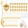 Caffney 25 Sets Bridal Shower Tea Party Favor for Guest Leaf Tea Spoon Heart Shape Infuser Ball for Loose with Thank You Card Organza Bag Wedding Souvenir Present(golden,25 sets) view 1
