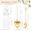 Caffney 25 Sets Bridal Shower Tea Party Favor for Guest Leaf Tea Spoon Heart Shape Infuser Ball for Loose with Thank You Card Organza Bag Wedding Souvenir Present(golden,25 sets) view 2