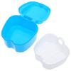 Abaodam Denture Case Retainer Case 2Pcs Portable Plastic Storage Box with Hinge for Daily Use White Light Blue view 1