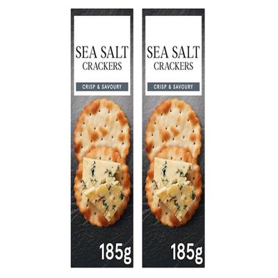 Sea Salt Crackers, Crisp & Savoury, Vegan, 185g, Pack of 2