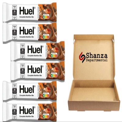 Huuel Complete Nutrition Bar, 55g Bars, High Protein Bar, Plant-Based Protein Bars, Low Sugar, High Fibre, High-Protein Snack with Vegan Choc Under 200 Calories (6 Bars, Chocolate Caramel)