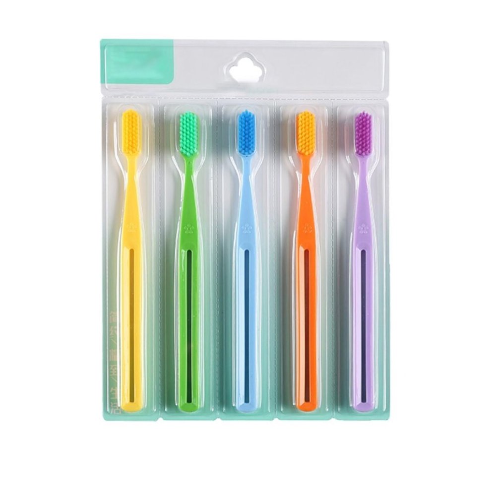 5 Pcs Multi Color Soft Bristle Toothbrush Couple Family Effective Cleaning