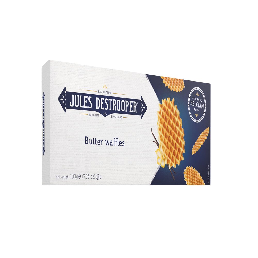 Jules Destrooper Belgian Biscuits Case of 2 (2 100g) Almond Thins, Butter Crisps, Butter Waffles (Butter Waffles)