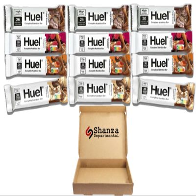 Huuel Complete Nutrition Bar Chocolate Variety Bundle 12 x 55g High Protein Plant-Based Snack Bars | Low Sugar, High Fibre, Vegan, Under 200 Calories