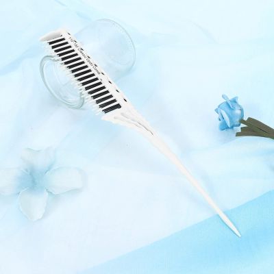 Acouto Teasing Comb, Lightweight ABS 3 Row Hair, Ergonomic Handle and Precision Tail for Professional Use (White)