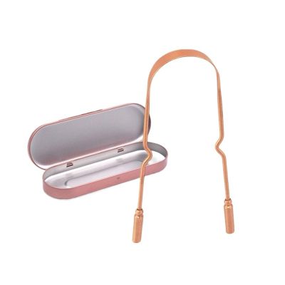 1/3Pcs Tongue Scraper with Metal Box Cleaner Brush Cleaning Tounge 3 Styles(Rose Gold Box Set 1)