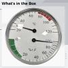 boxoon Sauna Thermometer Hygrometer Gauge, 4 In Silver, Humidity Temperature, Wall Mount, Dual Display, Alloy view 2
