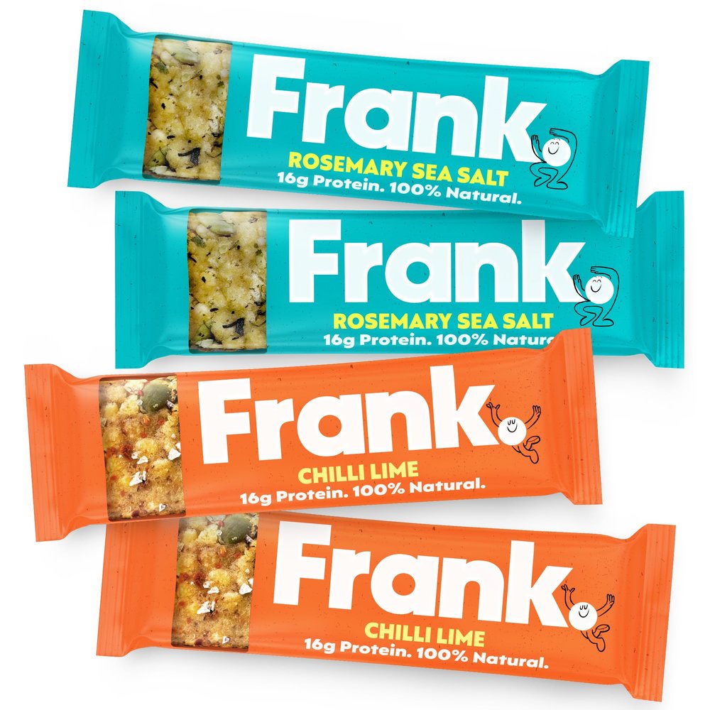 Frank Savoury High Protein Bars - 16g Protein, 100% Natural, High Fibre, Gluten Free Vegetarian Snack, No Added Sugar - 4 x 50g Pack (Mixed (2 of Each))