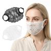 AHQiZFX 2 Pack Lace Face Masks, Reusable Breathable Mesh Half Face Cover Mesh Hollow Faces Shield Mask Protection for Women Black White view 1