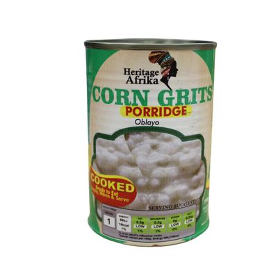 Heritage Afrika Corn Grits Porridge, Ready to Eat, Cooked Maize Porridge, Halal, 400g (2 x 400g)