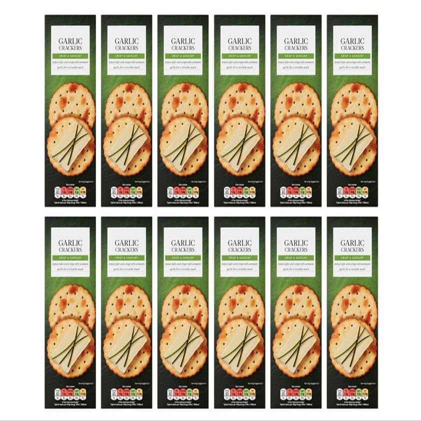 Garlic Crackers, Crisp & Savoury, Vegetarian, 185g, Pack of 12