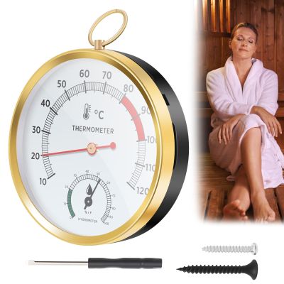 Alongen Sauna Thermometer, Hygrometer Professional Wall/Lanyard Mounted Indoor Mechanical Temperature Humidity Gauge for Steam Sauna Room