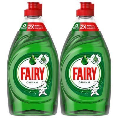 Fairy Washing Up Liquid Original 320 ml x 2 Pack - Fairy Dishwashing Liquid Concentrated Fresh Scent Formula Gentle on Hands in Kitchen Dish Cleaning Essential