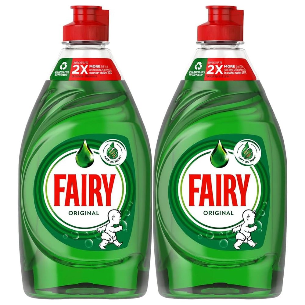 Fairy Washing Up Liquid Original 320 ml x 2 Pack - Fairy Dishwashing Liquid Concentrated Fresh Scent Formula Gentle on Hands in Kitchen Dish Cleaning Essential