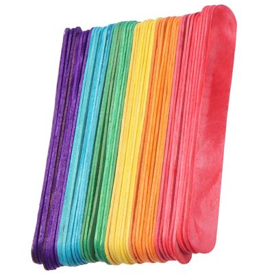 Healifty 200pcs Ice Cream Sticks Craft Making Sticks Assorted Color Dry Without Burrs Natural Wood DIY Leisure Holiday