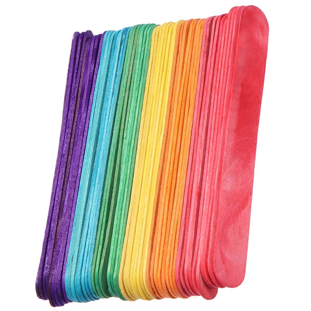 Healifty 200pcs Ice Cream Sticks Craft Making Sticks Assorted Color Dry Without Burrs Natural Wood DIY Leisure Holiday