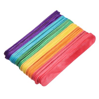 Healifty 200pcs Ice Cream Making Sticks DIY Sticks Assorted Color Smooth Surface Portable Natural Wood Craft Supplies for Leisure Holiday