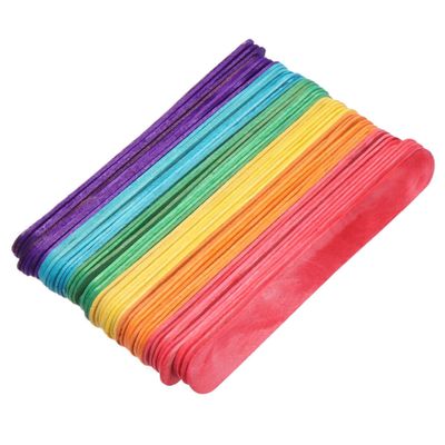 Amosfun 200pcs Ice Cream Making Stick Wooden Popsicles Sticks Assorted Color Safe Portable DIY Leisure Holiday Craft Supplies