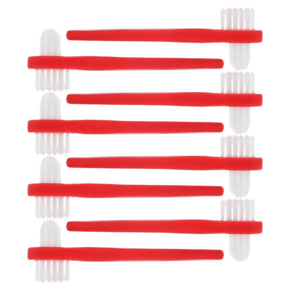 Ciieeo 8pcs Dual Head Toothbrush Dual-Headed Dentures Toothbrush with Dualhead Design for Effective Gentle Cleaning of Dentures and False Braces, Portable Oral Care Tool for Daily Use