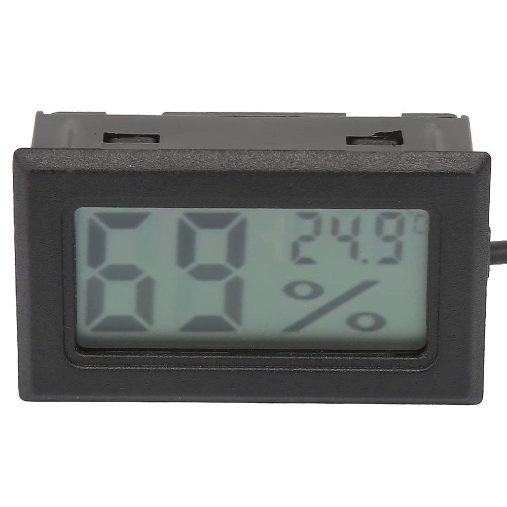 Yctze Square Digital Temperature Humidity Thermometer Hygrometer with 1.5m Probe Line - Accurate Readings in Black (Black)