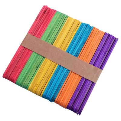 Hemobllo 200pcs Wooden Ice Pop Sticks Ice Cream Sticks Multi-Function Craft Lightweight Easy to Clean Assorted Color Food Grade Wood for Ice Cream Making Leisure Holiday