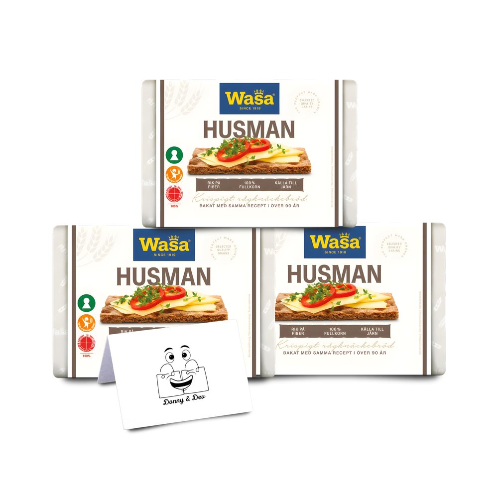 Whole Grain Crispbread Bundle Featuring: 3x High Fibre Wasa Husman (260g each) | Whole Grain Crunchy Rye Crispbreads | High Fibre, Low Fat, Plant Based | Perfect for Breakfast, Lunch & Snack