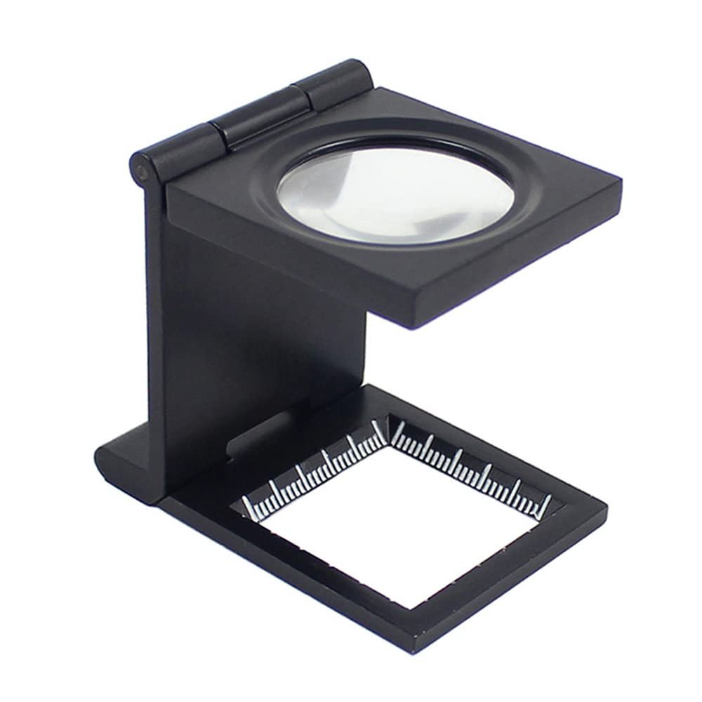Yctze 10X 28mm Zinc Alloy Folding Magnifier with Scale - Compact Optical Tool for Textiles & Currency