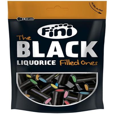 Assorted Black Filled Liquorice Bites Fini 180g Soft Liquorice Sweets with Creamy Filling Vegetarian Candy 3 Pack