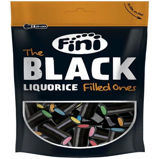 Assorted Black Filled Liquorice Bites Fini 180g Soft Liquorice Sweets with Creamy Filling Vegetarian Candy 3 Pack