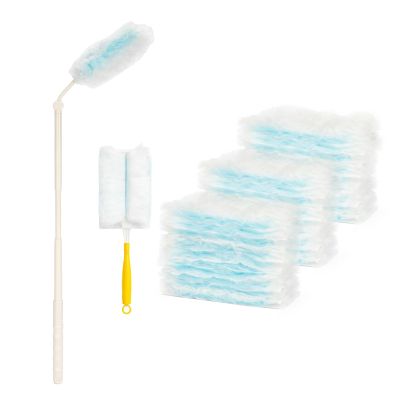 M.J COMFY-LIFE Fluffy Duster with Long and Short Handle Disposable Dust Magnet Electrostatic Mop Head for Home Office Desk Blinds Ceiling Fans Car (30Pcs 180 Fluffy Duster Set)