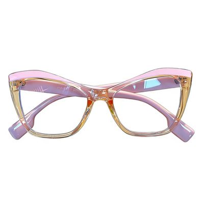 2026 New Vintage Y2K Cat-Eye Glasses, Pink & Clear Stylish Eyewear with Ultra-Light PC Frame, Trendy Designer Accessories (A)