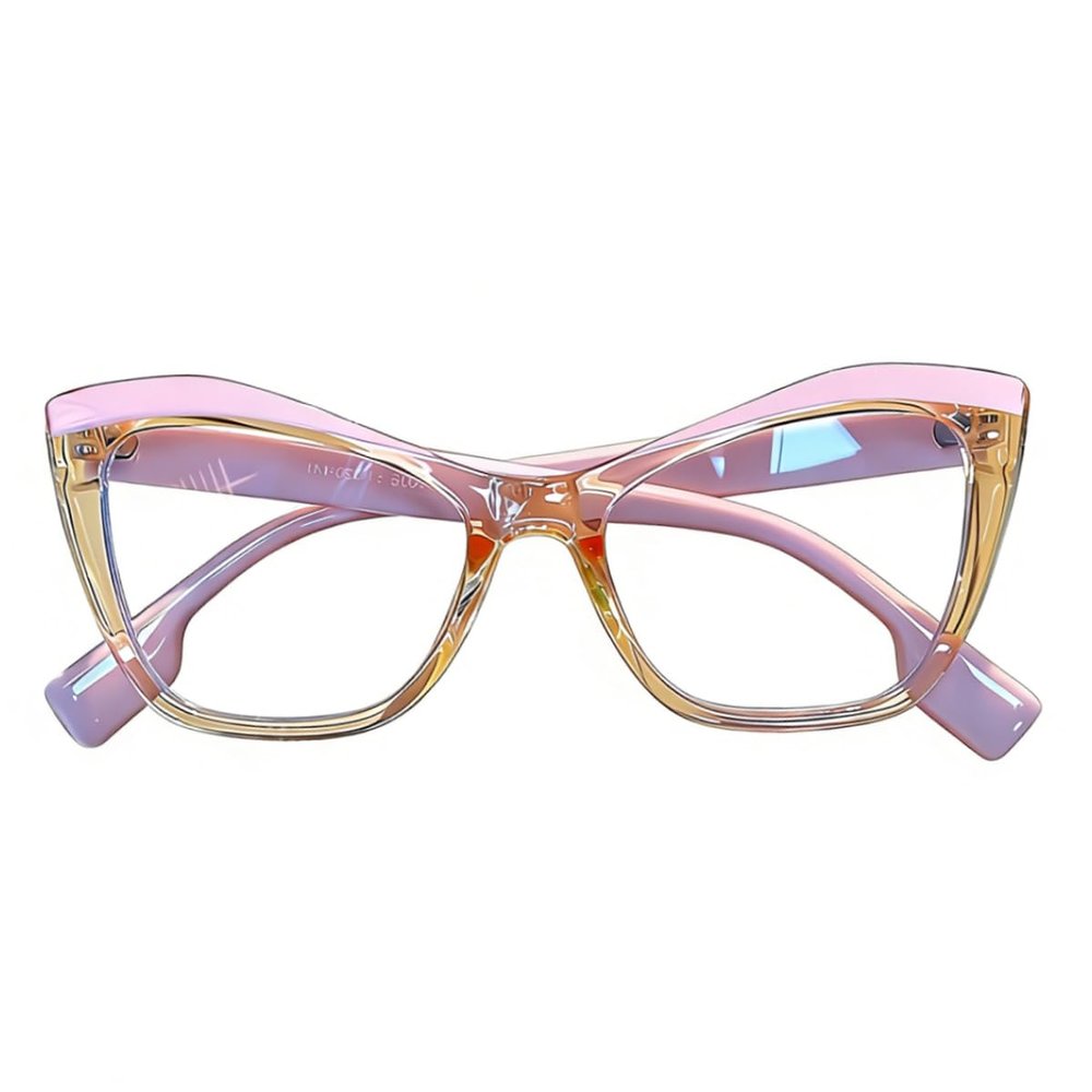 2026 New Vintage Y2K Cat-Eye Glasses, Pink & Clear Stylish Eyewear with Ultra-Light PC Frame, Trendy Designer Accessories (A)
