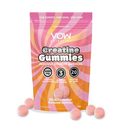 Vow Nutrition Creatine Gummies, 60 Gummys, Watermelon, Creatine Monohydrate 3000mg (Watermelon)
