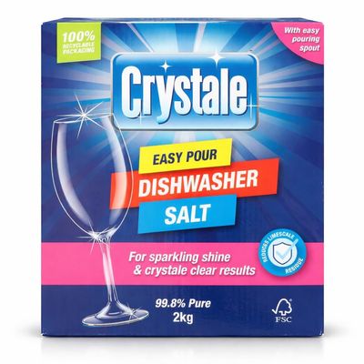 Crystale Dishwasher Salt for Dishwashers and Water Softeners, High Purity 2kg TBL PRO
