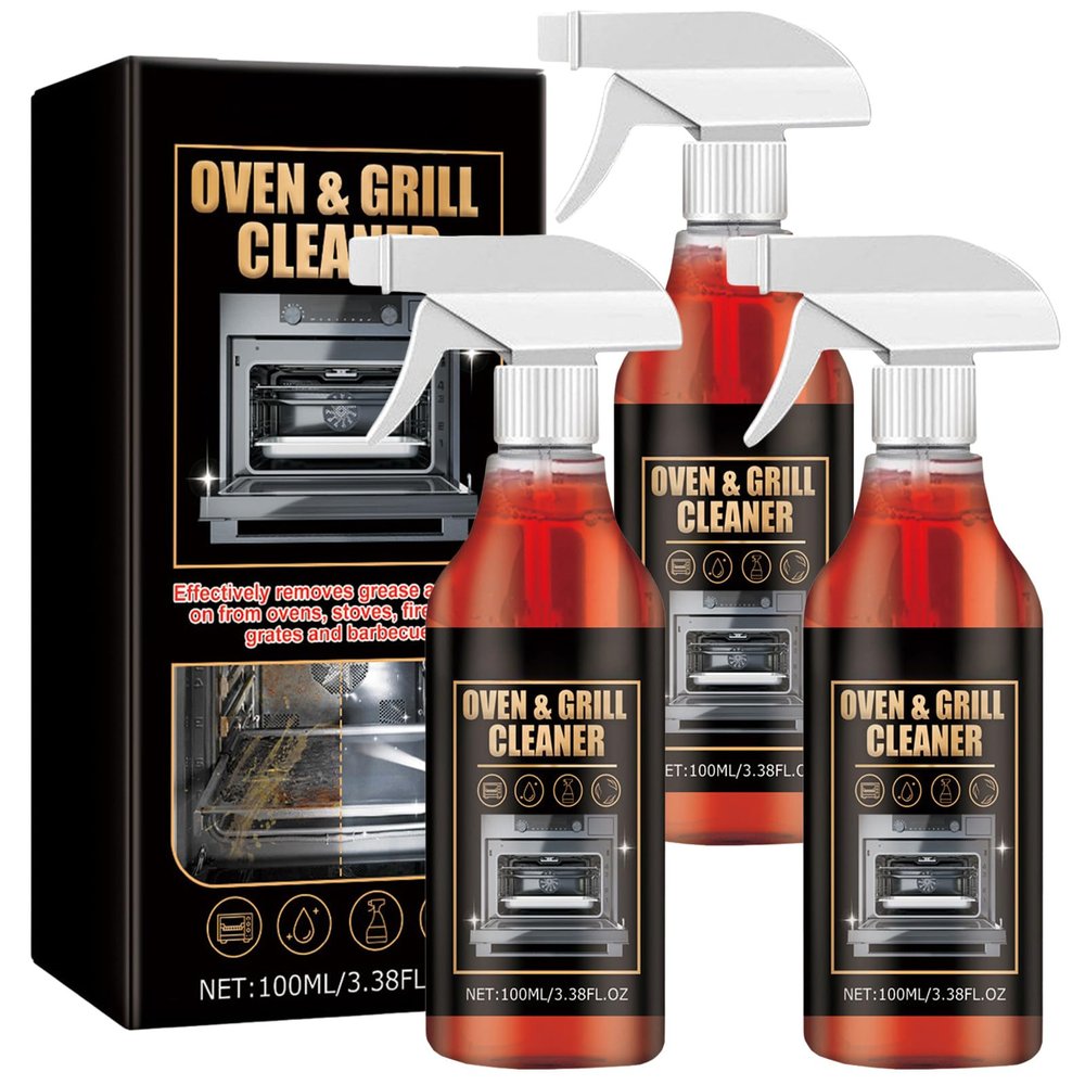 100ML Oven and Grill Cleaning Spray, 60 Seconds by Oven Cleaner Heavy Duty Spray, for Baked-On Food & Burnt Grease, Oven Cleaner for Microwave, Air Fryer, Cookers, Ovens,Racks & Trays (3PCS)