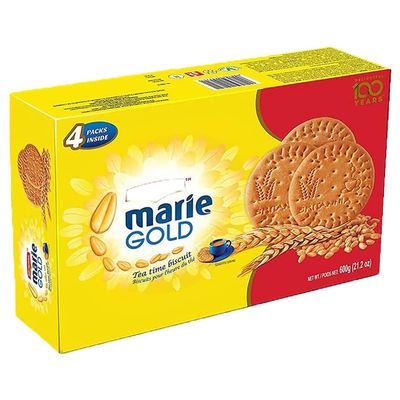 Britannia Marie Gold Biscuits 600g Family Pack Light & Crispy Tea Biscuits Classic Indian Marie Cookies Perfect for Tea Time Snacks (Pack of 1)