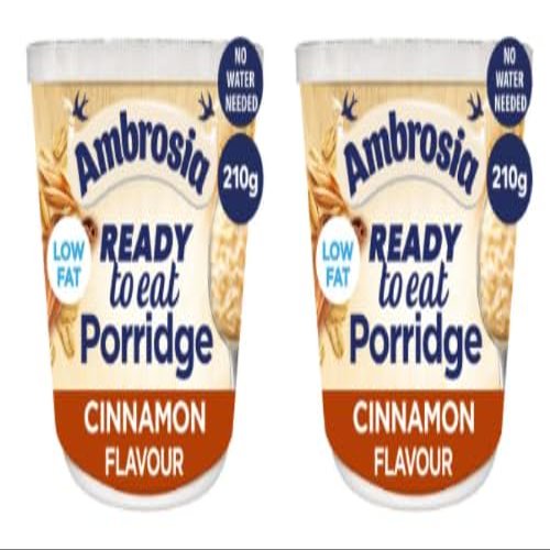 Ambrosia Ready to Eat Porridge, Cinnamon Flavour, Low Fat, 210g